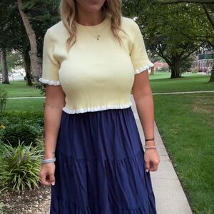 Yellow Ruffle Trim Top
